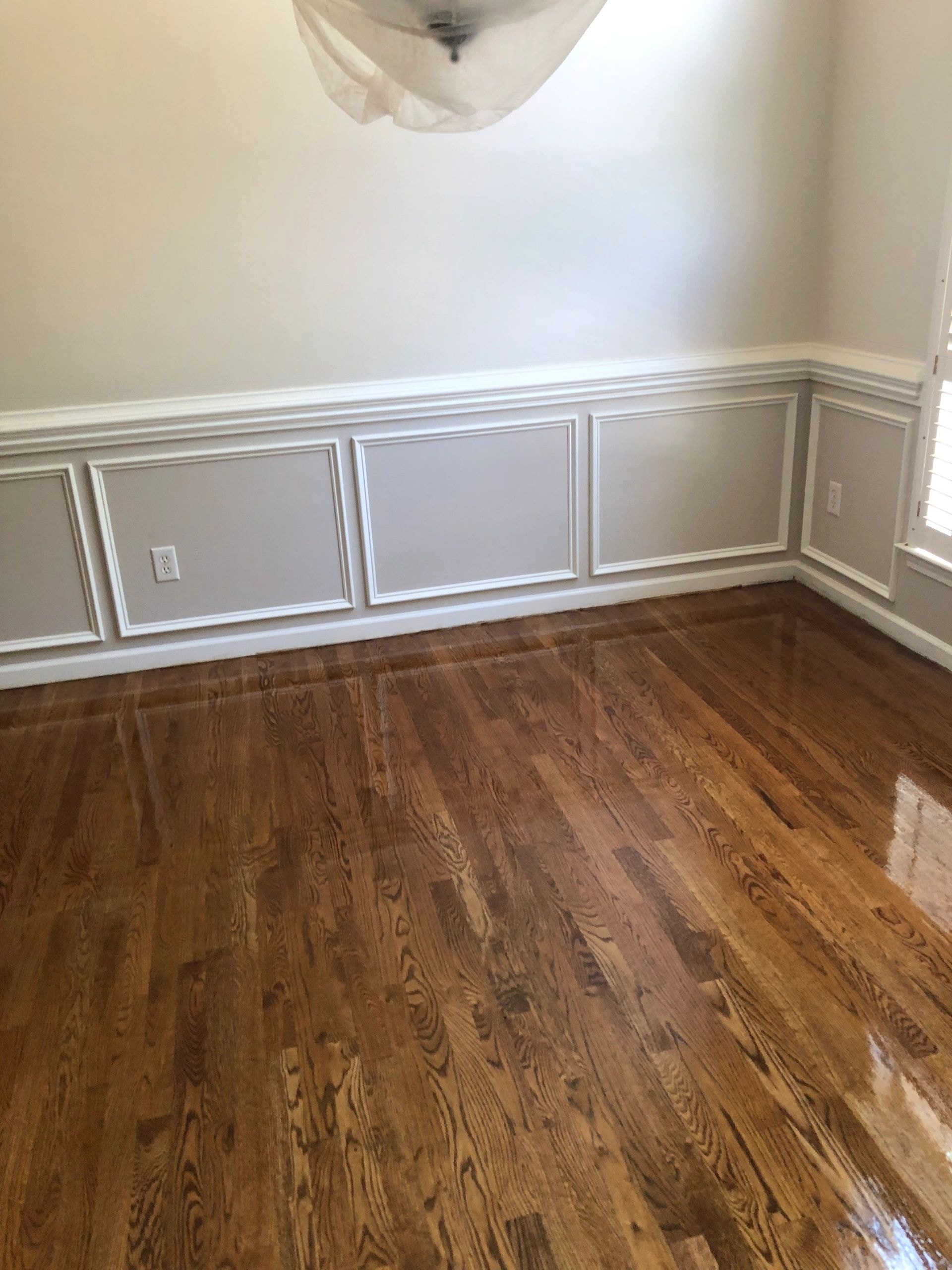 Empty room with wainscoting and hardwood floors