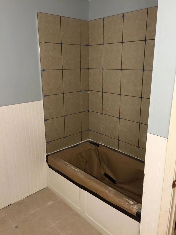 Bathroom shower under construction